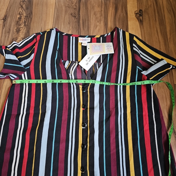 Lularoe Shannah Striped Multicolor Button Down Top - Picture 5 of 5